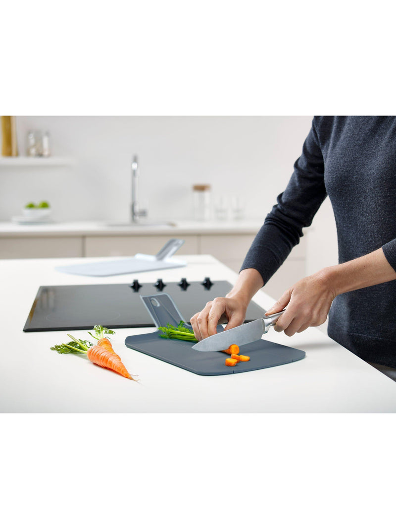 Joseph Joseph small plastic chopping board with foldable sides, set of 2, sky color, UK version