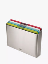 John Lewis Joseph Joseph Folio Icon Chopping Board Set with Stainless Steel Storage Case, Silver/Multi, Set of 4- Buy online at McGrocer