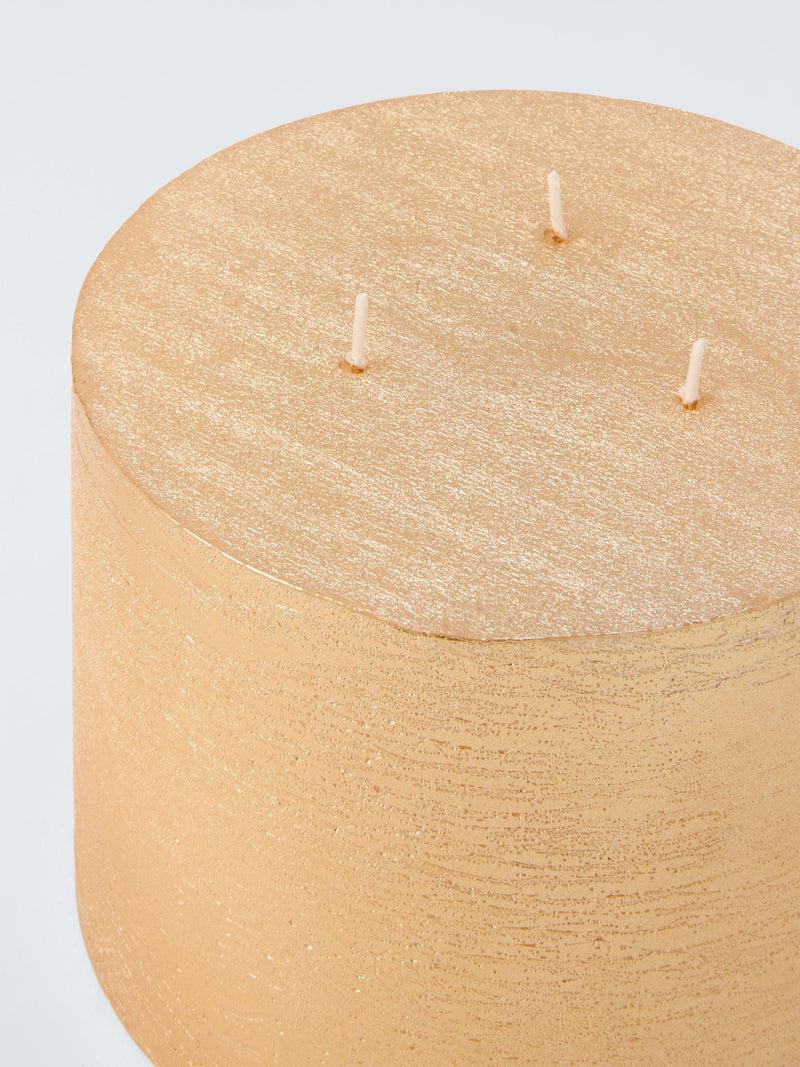 John Lewis rustic 3-wick gold pillar candle 10 cm, imported from the UK
