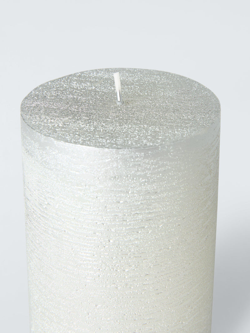 John Lewis rustic pillar candle H10.5 cm silver, imported from the UK