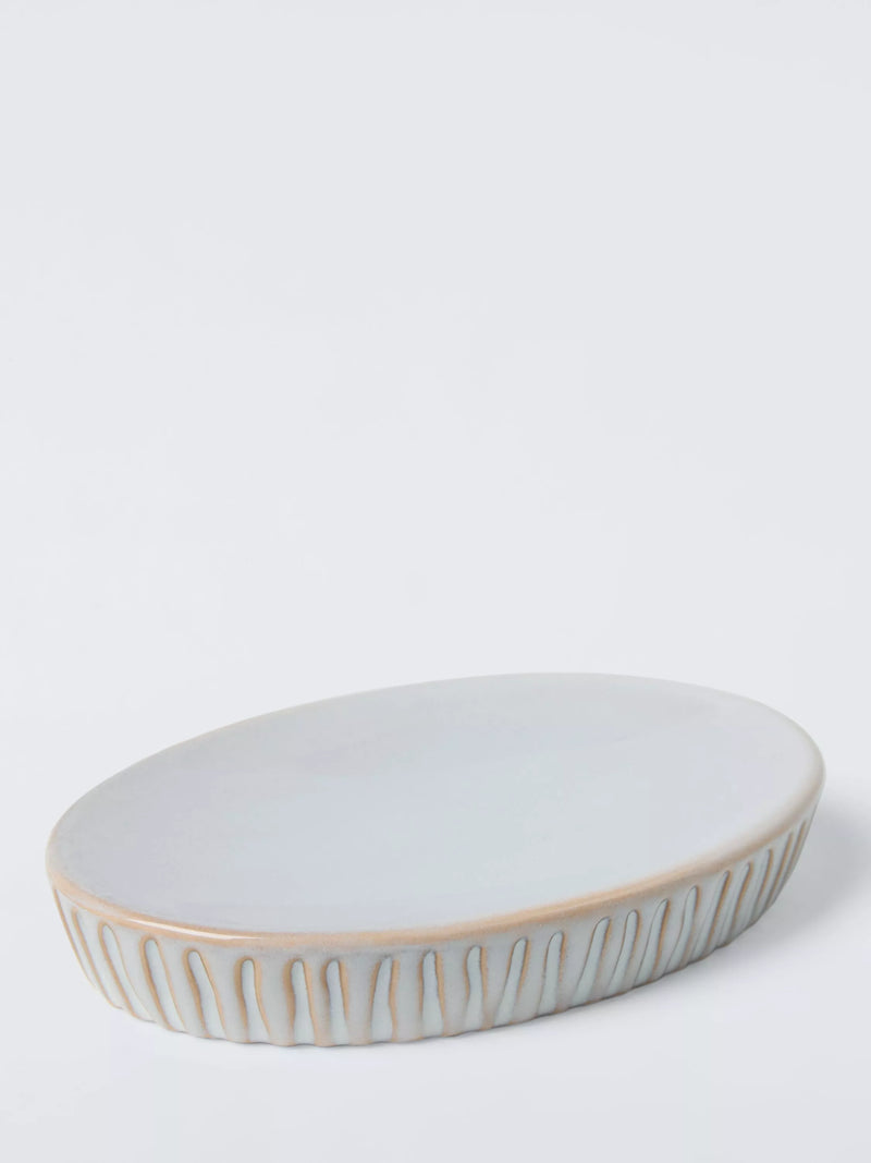 John Lewis glazed ribbed soap dish in grey, UK version