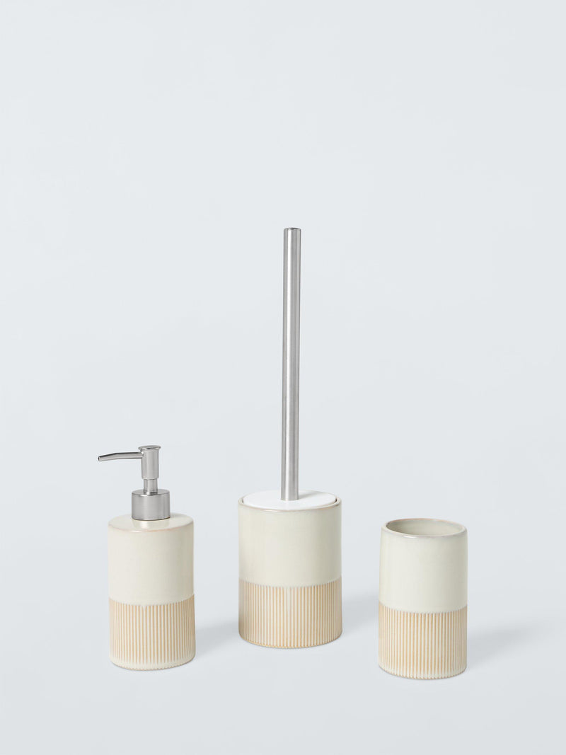 John Lewis Reactive Glaze Soap Dispenser Natural, imported from the UK