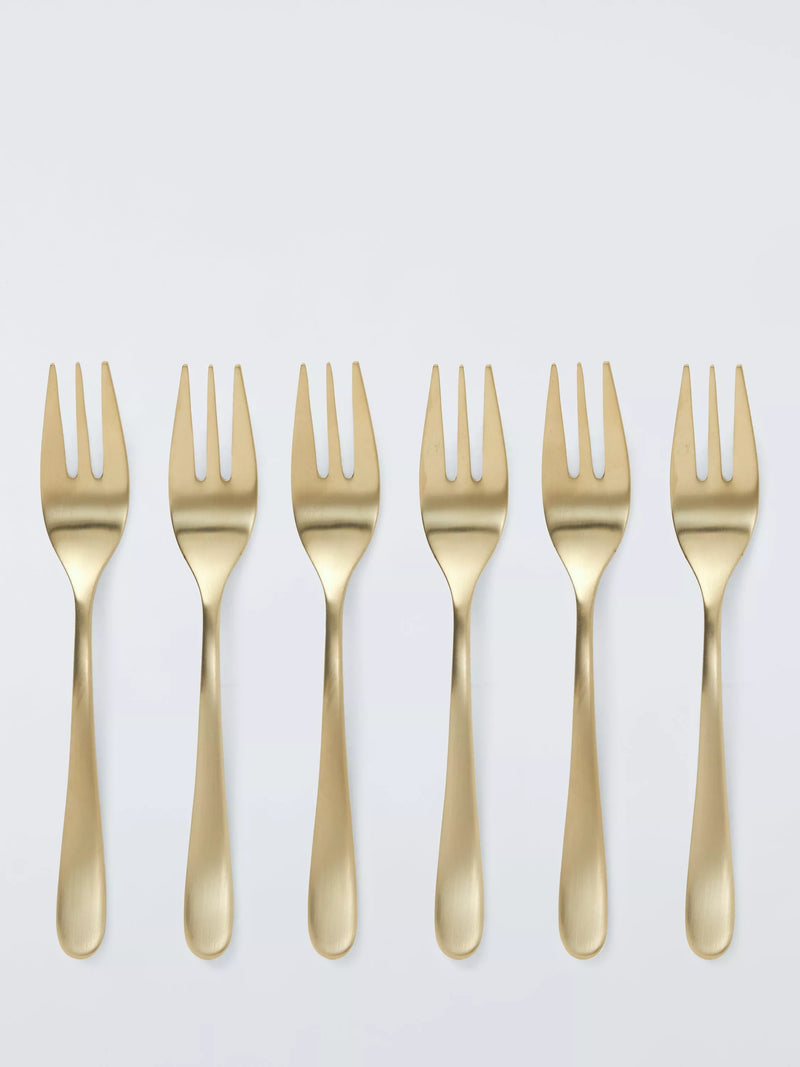 John Lewis stainless steel pastry forks set of 6 champagne finish, UK version