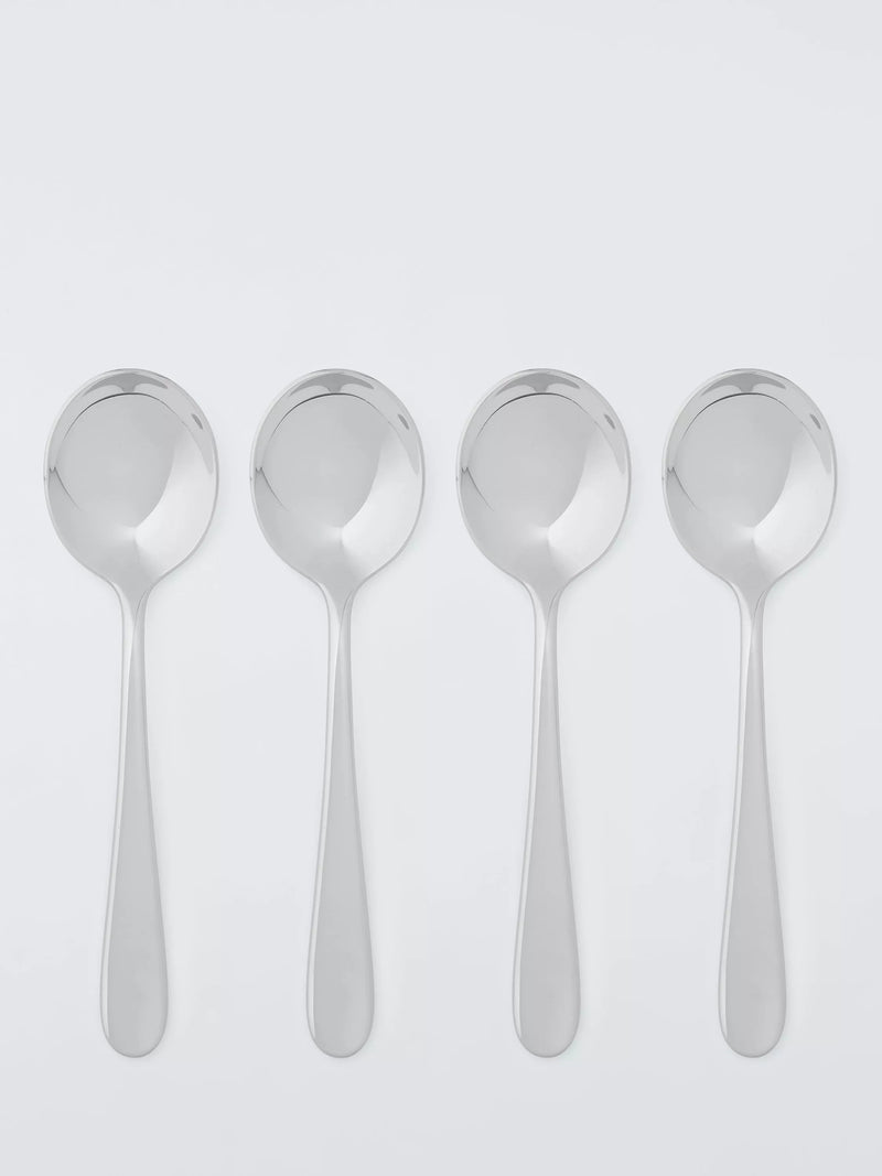 John Lewis Luna stainless steel soup spoons set of 4, UK version