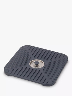 Non-Slip Sink Protector with Removable Plug and Drainage Grooves, Grey