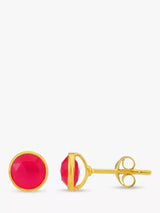 John Lewis Auree Savanne Pink Chalcedony Stud Earrings, Gold- Buy online at McGrocer