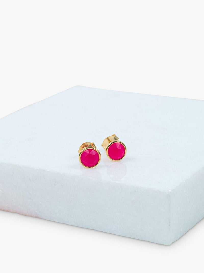 Auree pink chalcedony stud earrings gold plated (British brand)