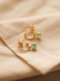 Auree gold vermeil hoop earrings with emerald 11.5mm, UK version
