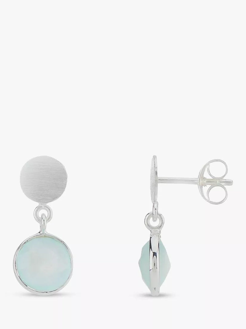 Auree Salina aqua chalcedony drop earrings sterling silver, UK version
