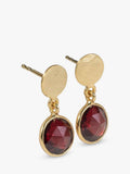 Auree garnet drop earrings gold plated sterling silver - British product