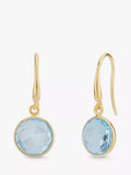 Auree blue topaz drop earrings gold plated, UK version