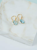 Auree blue topaz drop earrings gold plated, UK version
