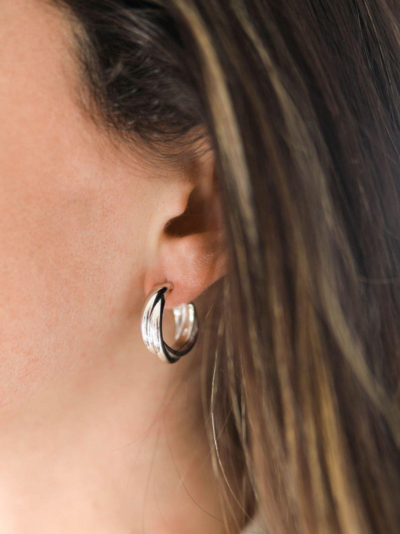 Auree Knightsbridge silver hoop earrings 2cm, UK version