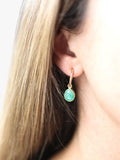 Auree Manhattan Chrysoprase hoop earrings gold sterling silver, imported from the UK