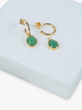 Auree Manhattan Chrysoprase hoop earrings gold sterling silver, imported from the UK