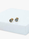 Auree labradorite stud earrings in gold, imported from the UK