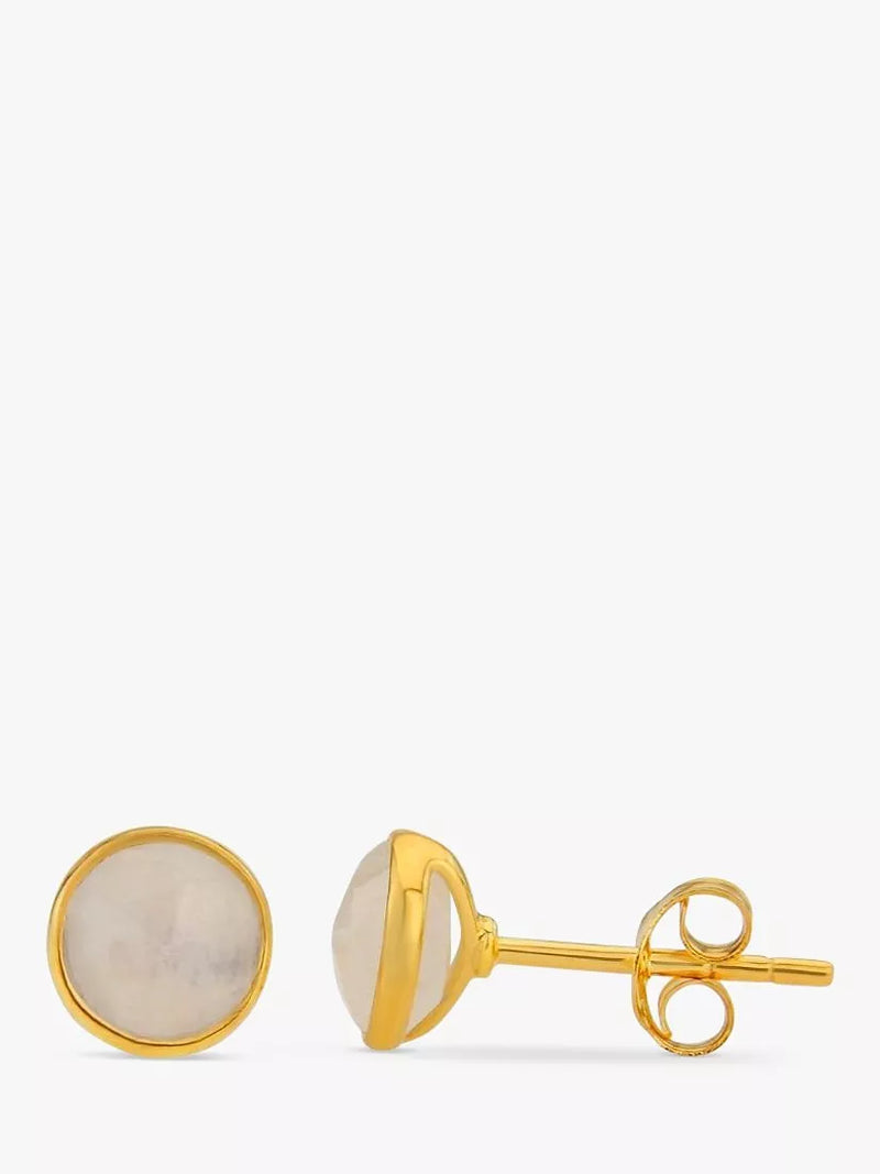 Auree moonstone stud earrings gold plated - British product
