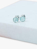 Auree aqua chalcedony stud earrings in sterling silver, UK version