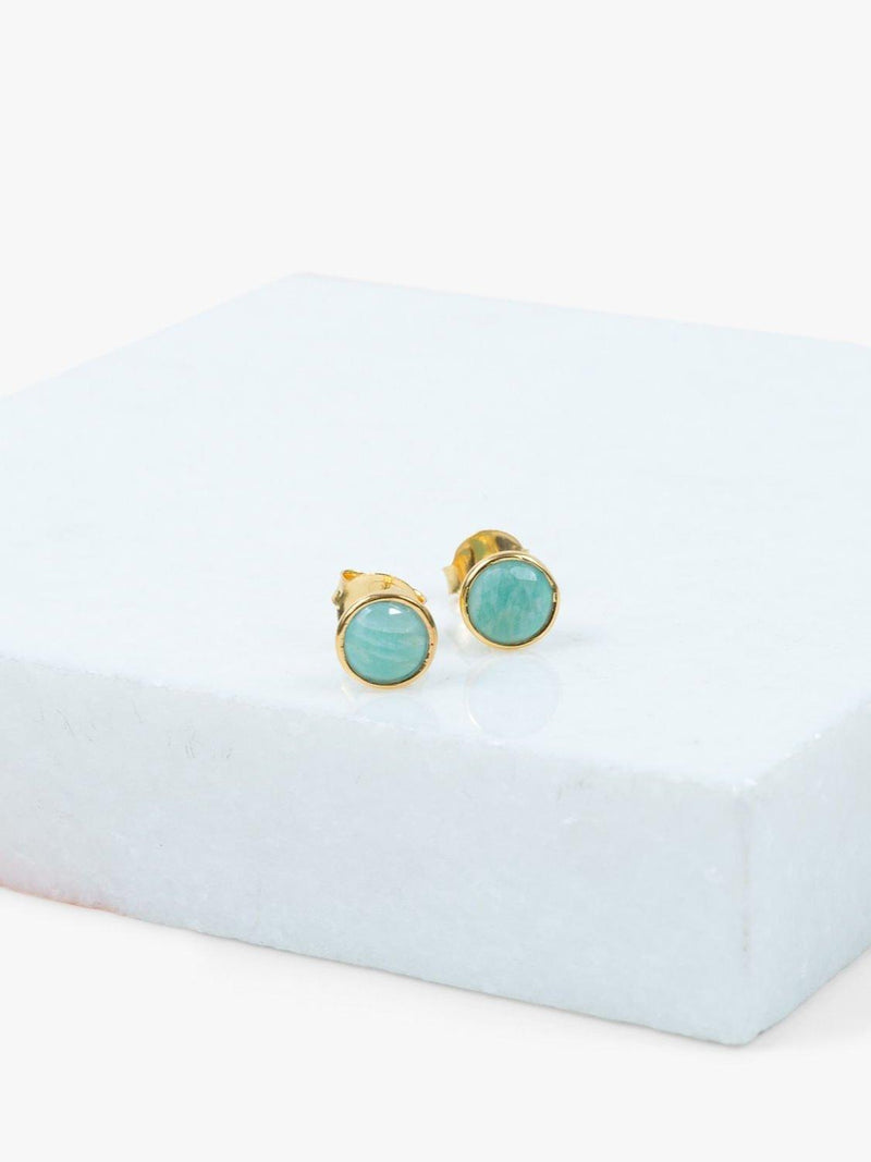 Auree Savanne amazonite stud earrings gold plated sterling silver, UK version
