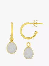 John Lewis Auree Manhattan Moonstone Hoop Earrings, Gold, 14mm- Buy online at McGrocer