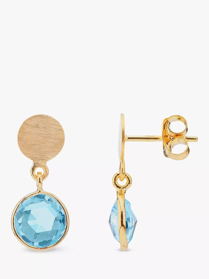 Auree blue topaz drop earrings gold plated sterling silver - British product