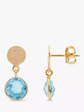 Auree blue topaz drop earrings gold plated sterling silver - British product