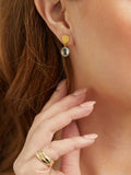Auree blue topaz drop earrings gold plated sterling silver - British product