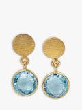 Auree blue topaz drop earrings gold plated sterling silver - British product