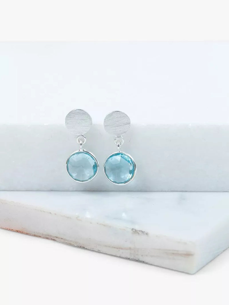 Auree blue topaz drop earrings in sterling silver (British brand)
