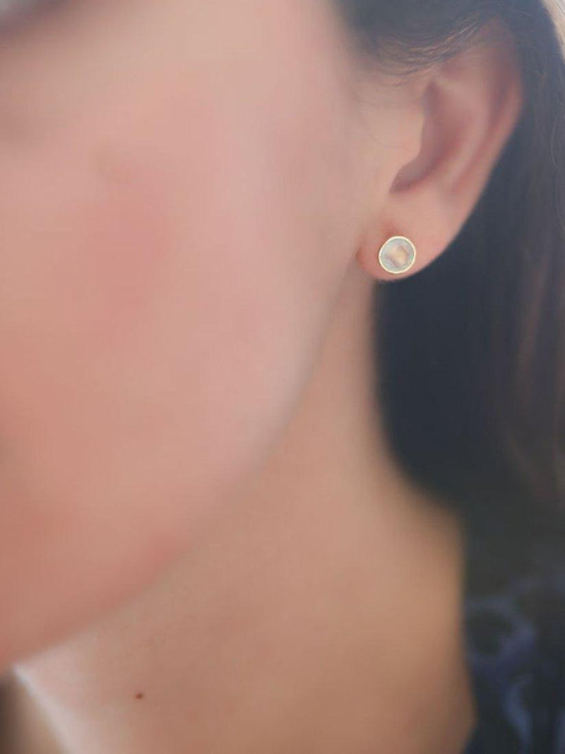 Auree aqua chalcedony stud earrings gold plated - British product
