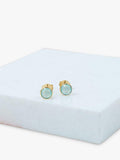 Auree aqua chalcedony stud earrings gold plated - British product