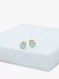Auree aqua chalcedony stud earrings gold plated - British product
