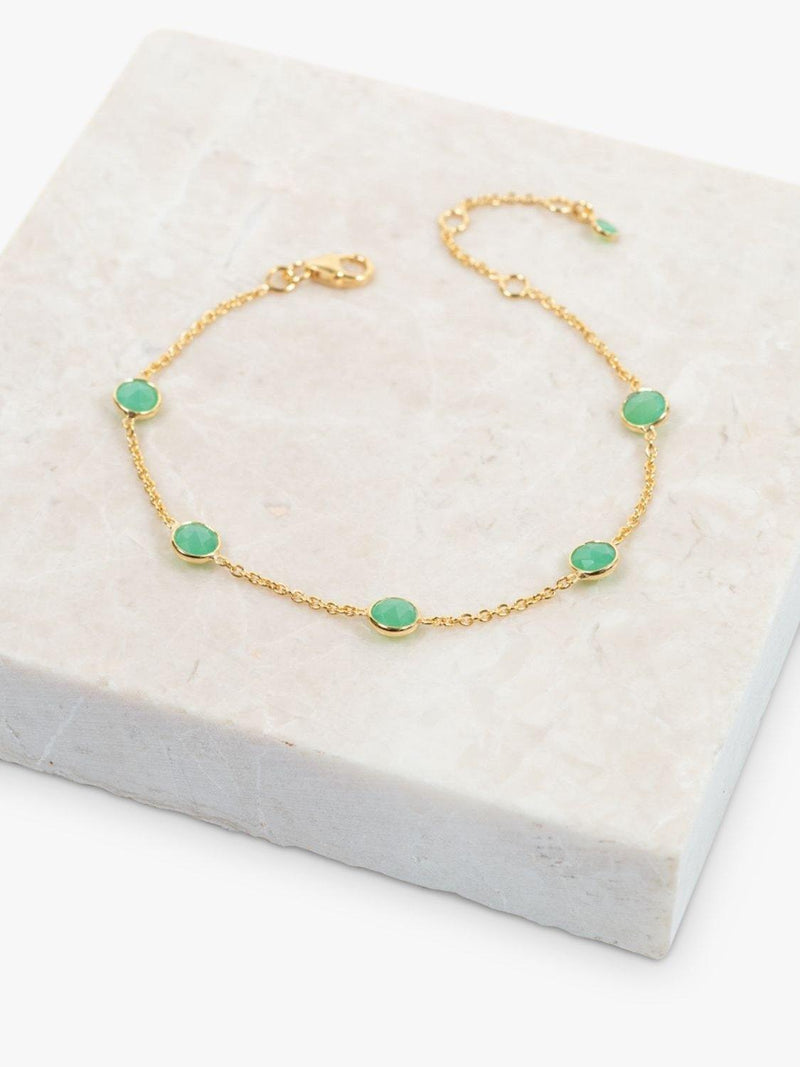 Auree chrysoprase bracelet gold plated 19cm, imported from the UK