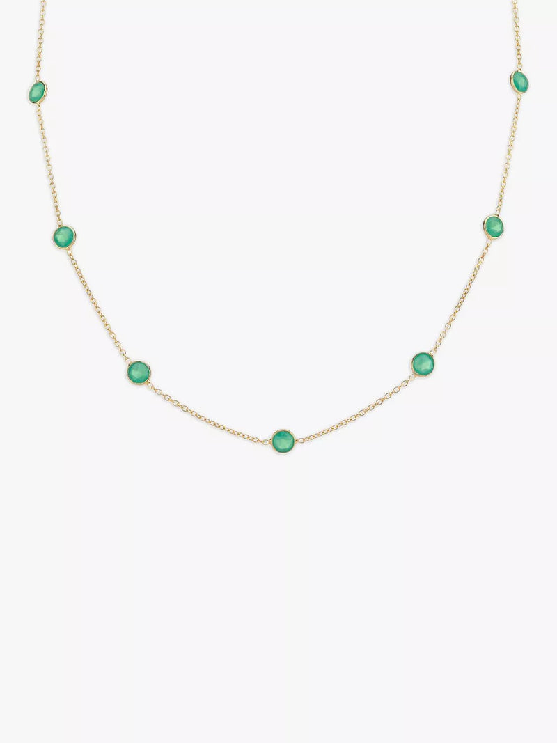Auree Chrysoprase Station Necklace gold plated sterling silver - British product