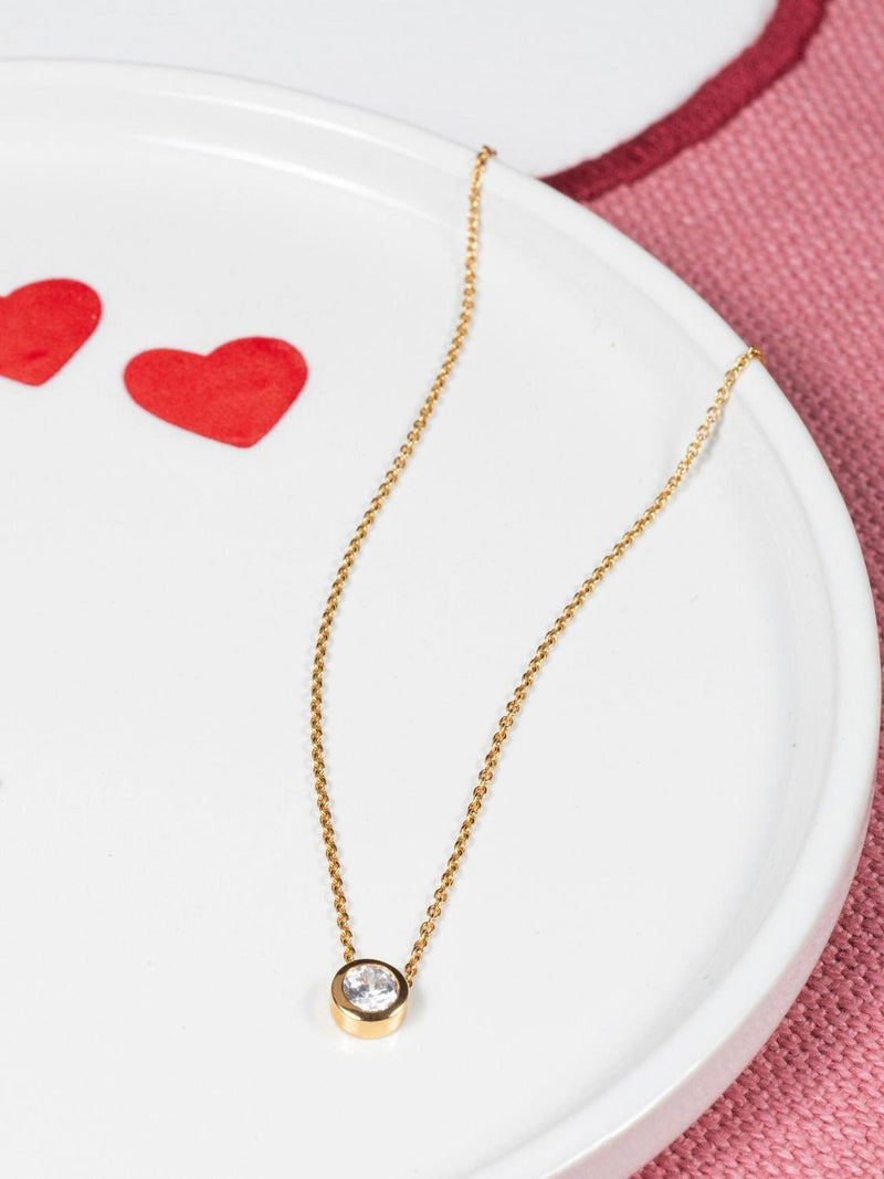 Auree Verona solitaire pendant necklace gold cubic zirconia (British brand)