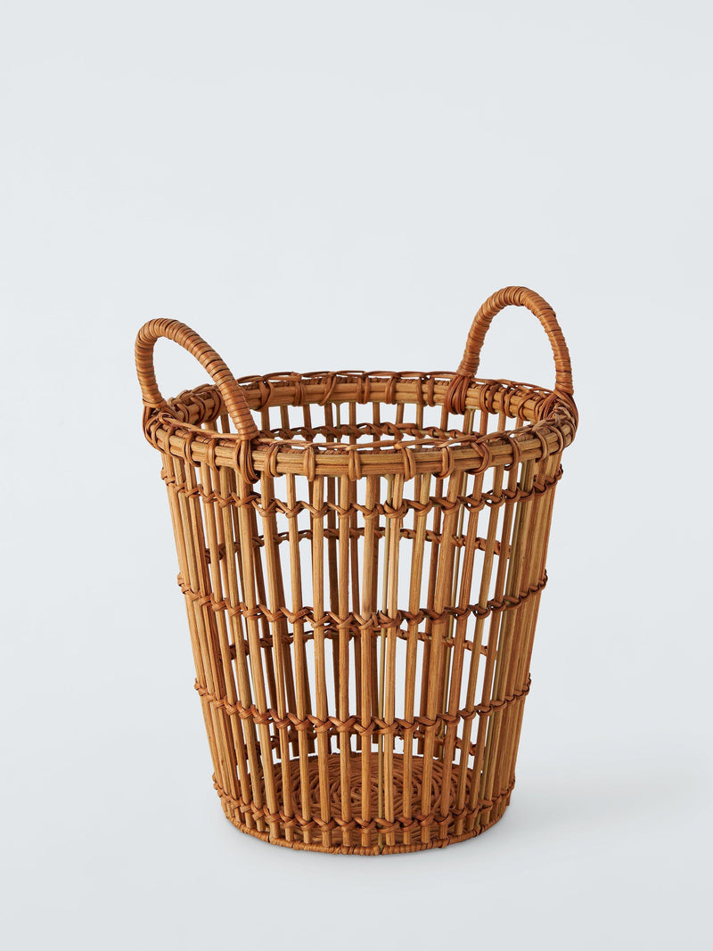 John Lewis rattan waste paper bin with open weave design, UK version