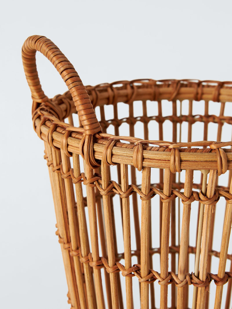 John Lewis rattan waste paper bin with open weave design, UK version