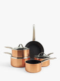 John Lewis 5-piece aluminium non-stick pan set with copper finish, UK version