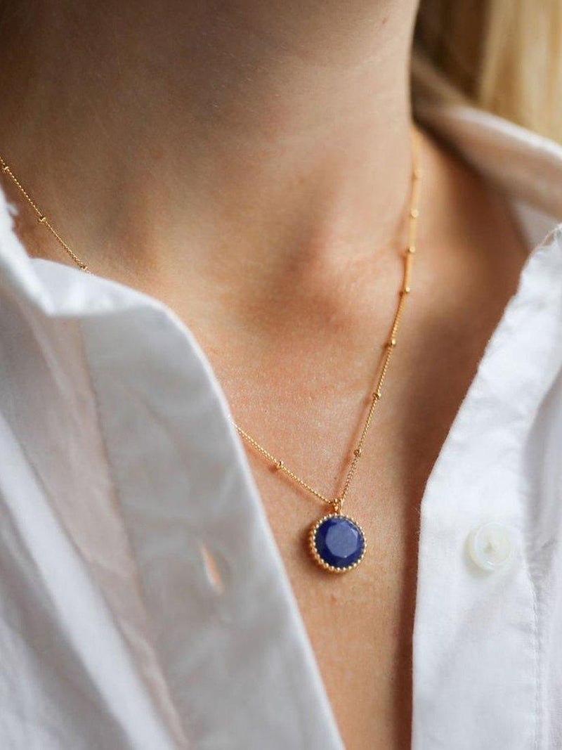 Auree gull vermeil perleanheng med lapis lazuli-edelsten (britisk merke)