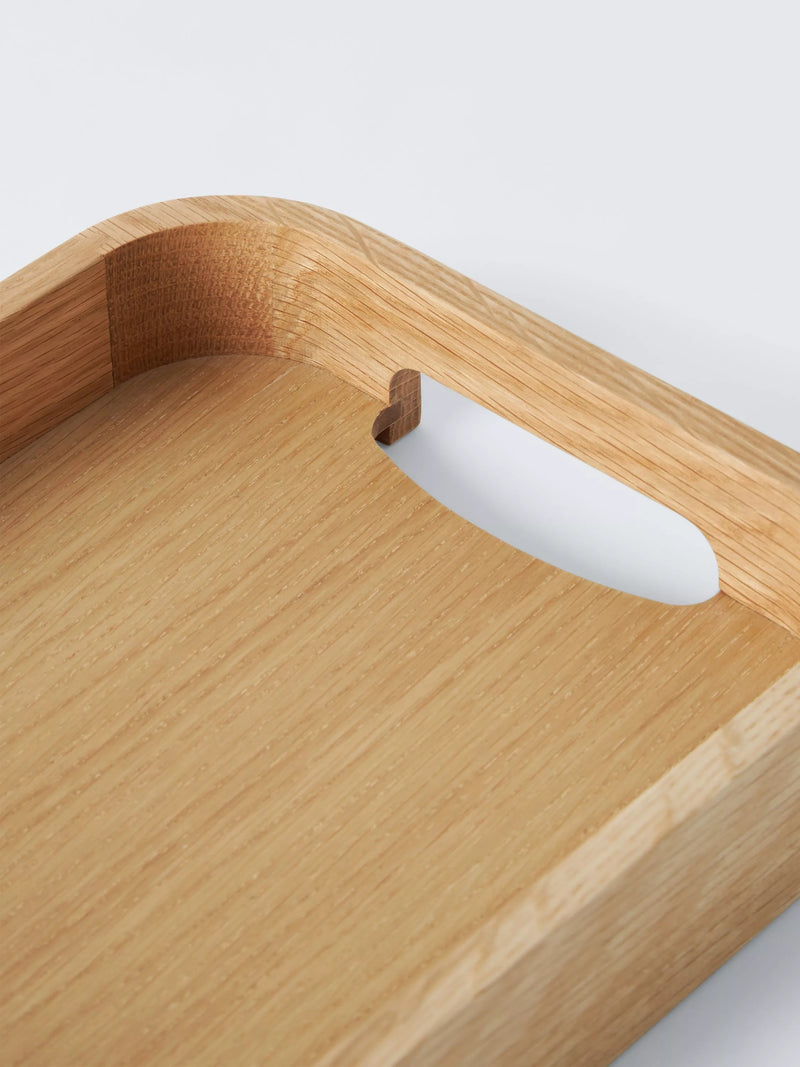 John Lewis small contemporary oak wood serving tray with twin handles, UK version