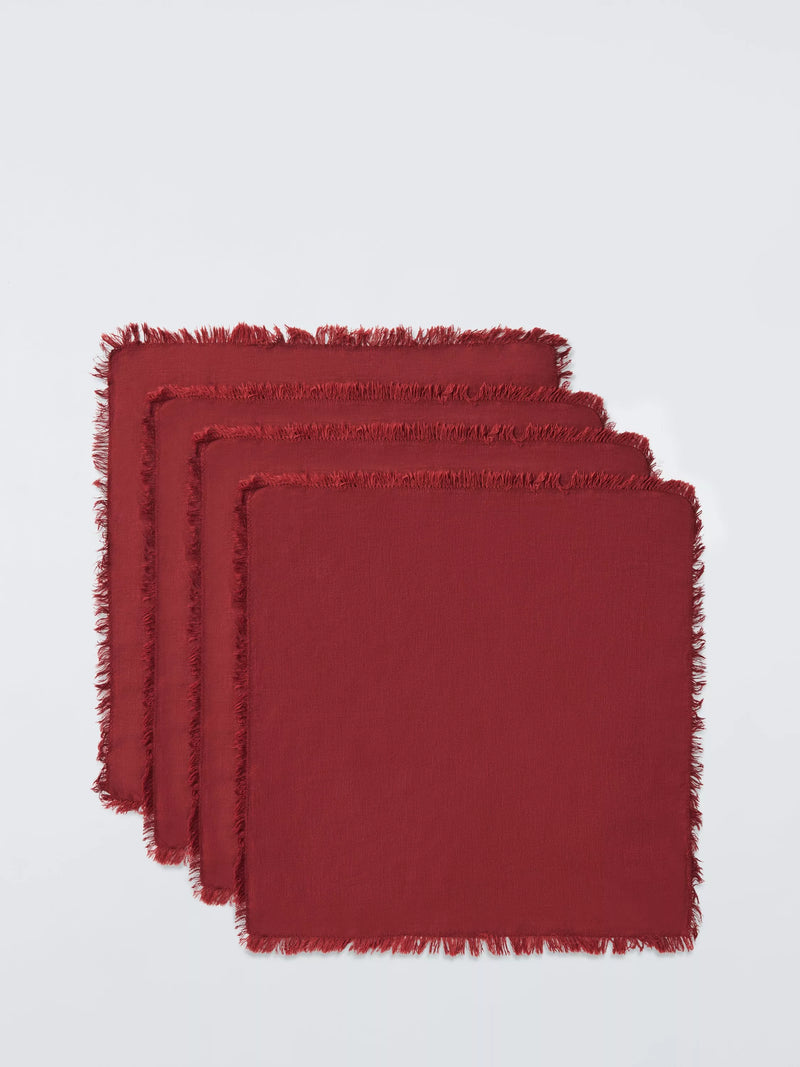 John Lewis cotton linen napkins in deep red, set of 4, UK version