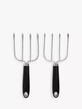 John Lewis soft grip meat lifting forks silver black, UK version