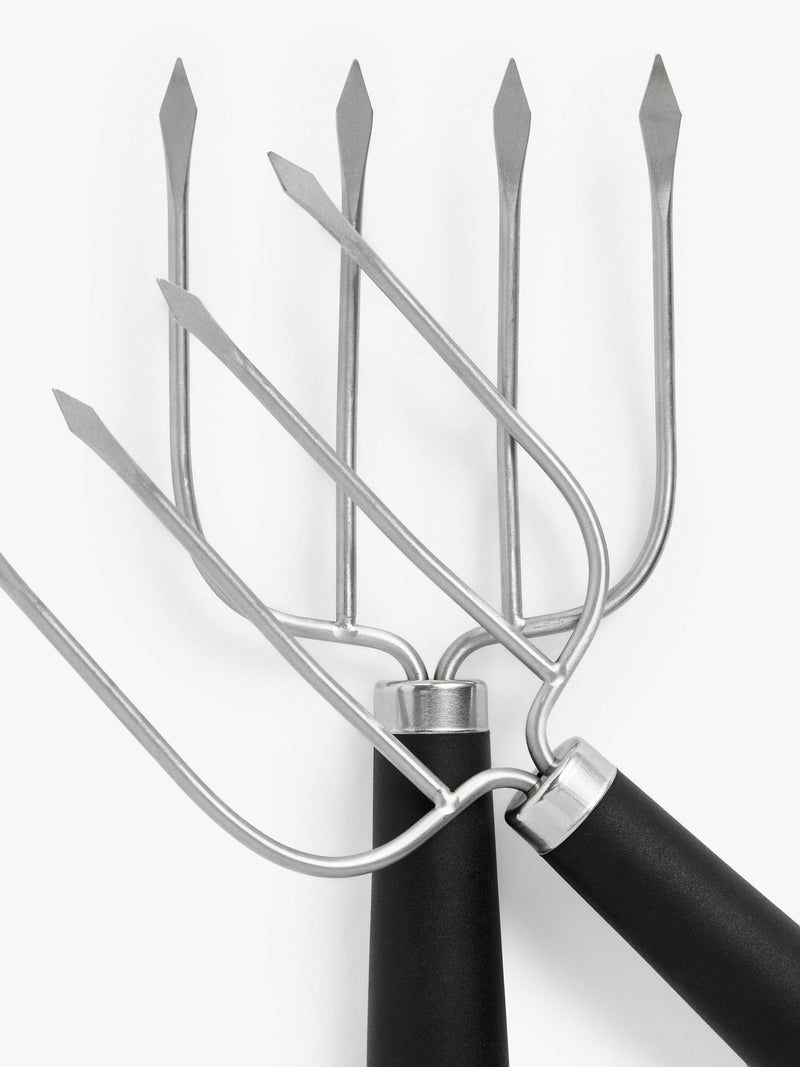 John Lewis soft grip meat lifting forks silver black, UK version