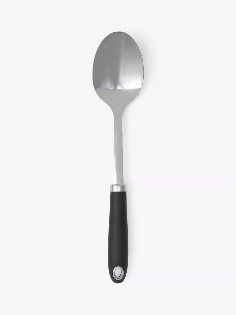 John Lewis soft grip stainless steel solid spoon Silver/Black, UK version