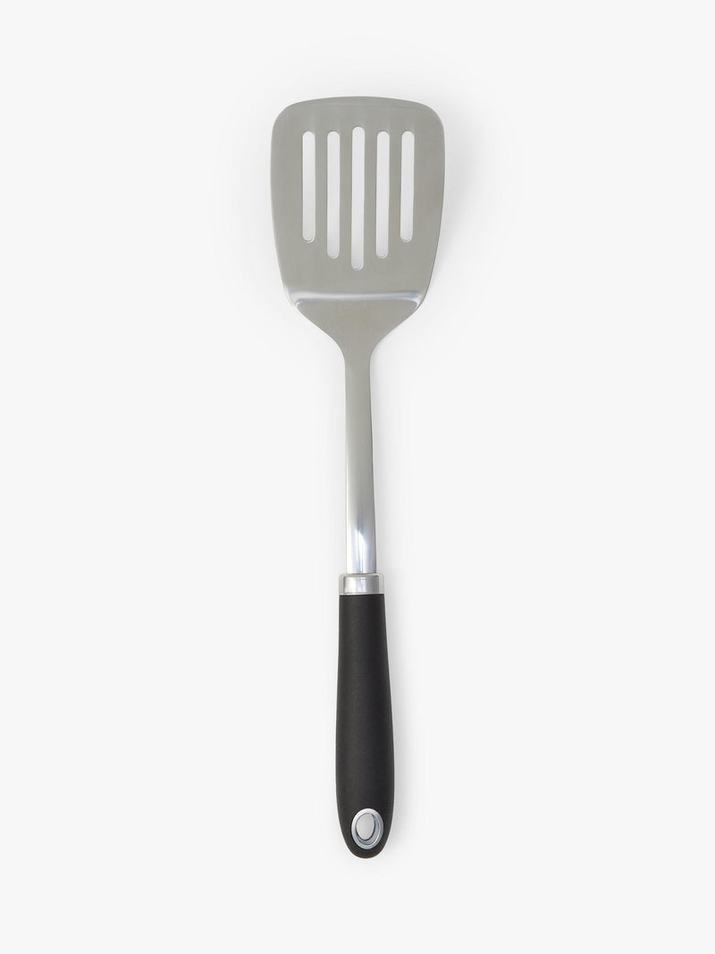 John Lewis stainless steel slotted turner with soft grip handle, UK version