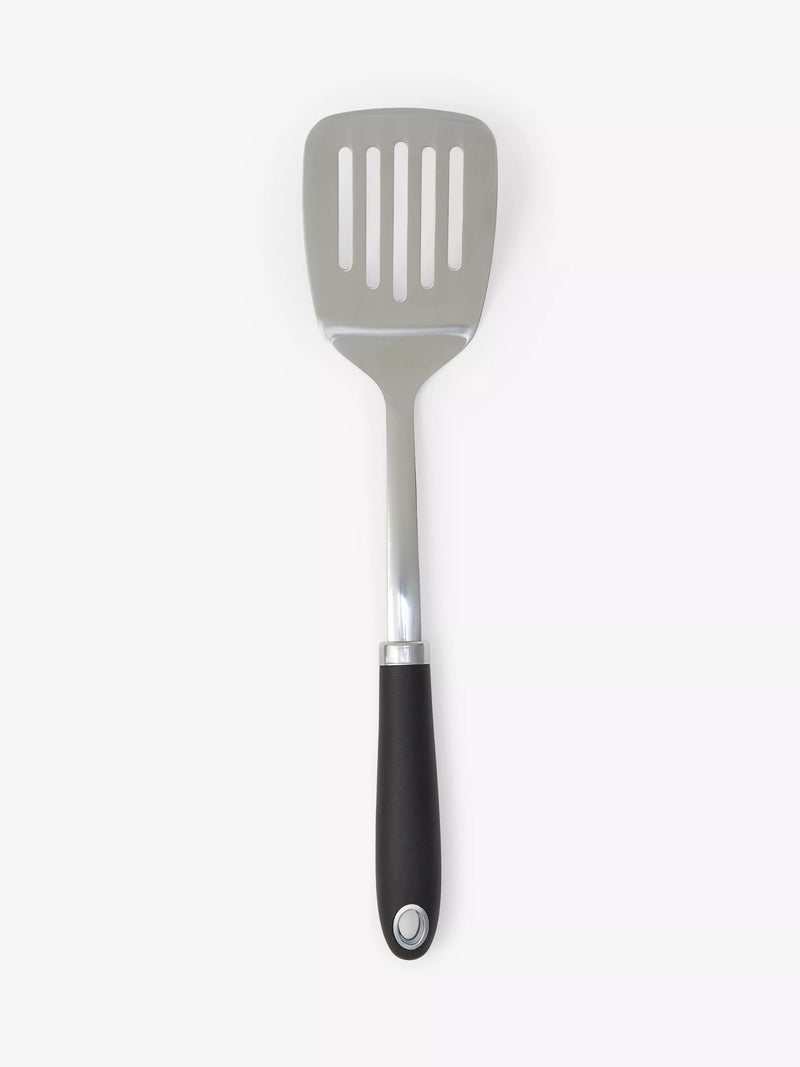 John Lewis stainless steel slotted turner with soft grip handle, UK version