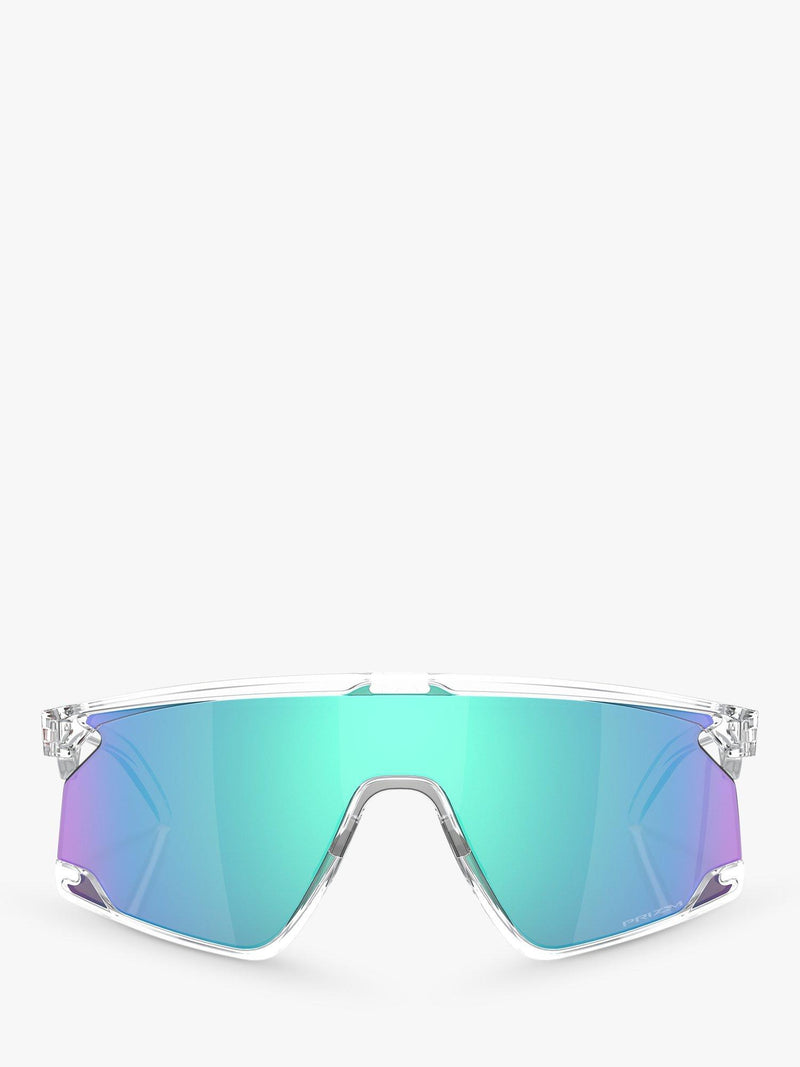 Oakley OO9280 wrap sunglasses clear frame mirrored lenses (British brand)