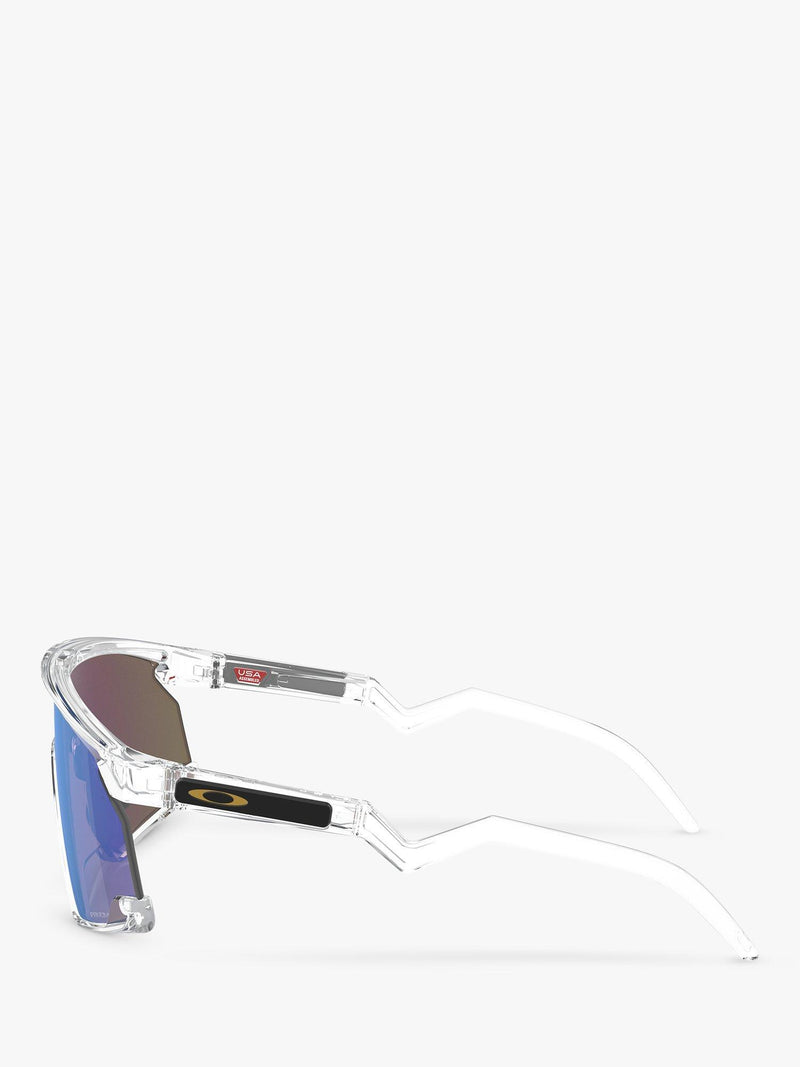 Oakley OO9280 wrap sunglasses clear frame mirrored lenses (British brand)