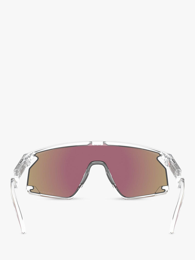 Oakley OO9280 wrap sunglasses clear frame mirrored lenses (British brand)