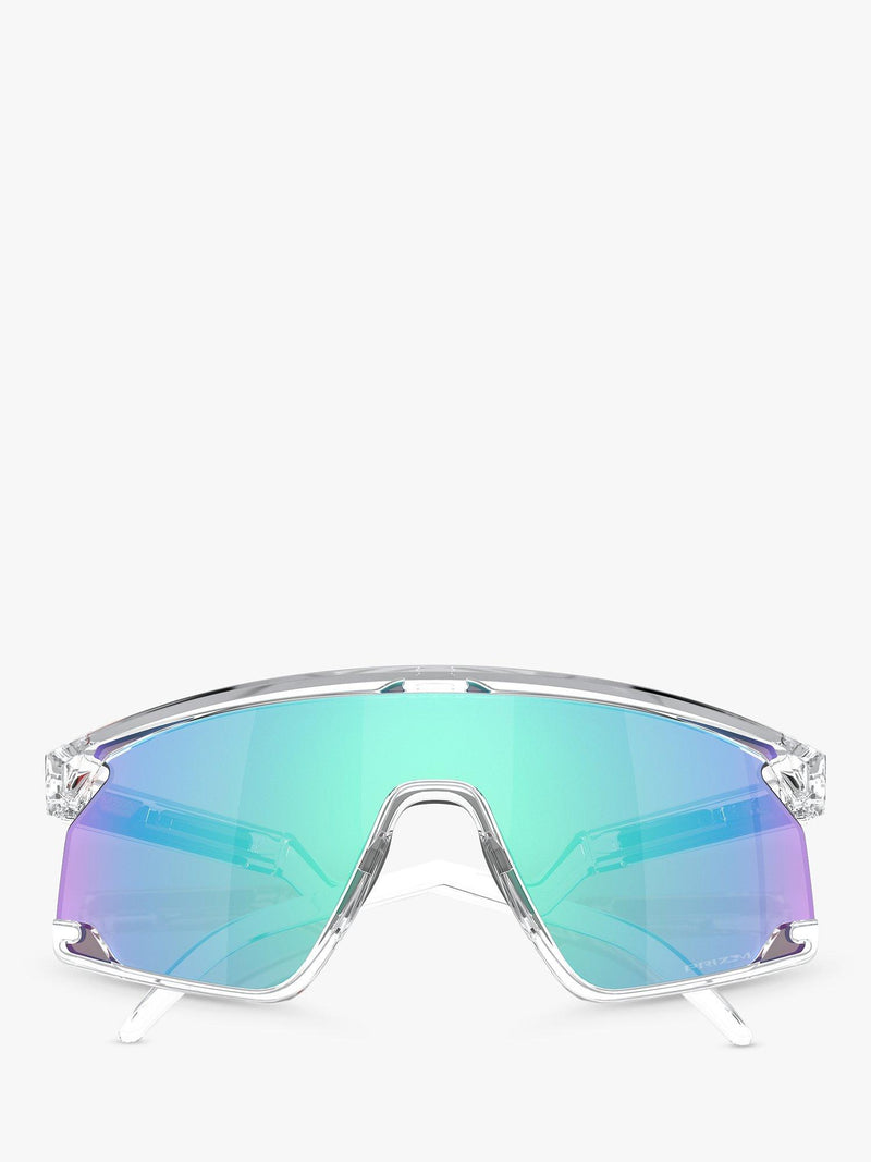 Oakley OO9280 wrap sunglasses clear frame mirrored lenses (British brand)